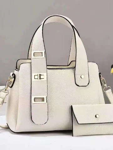 Borsa a Secchiello da Donna di Moda Grande Capacità Borsa in Pelle PU Casual Tinta Unita Borsa Tote a Tracolla Con Borsa Madre-Figlio
