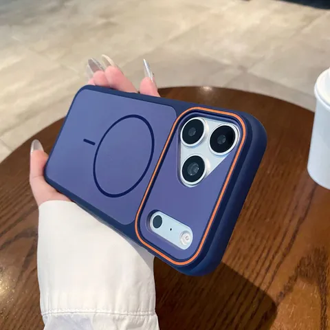 Magnetic Charging Phone Case Compatible with iPhone 17 16 15 Pro Max Electroplated Lens Ring Matte PC Shockproof Cover