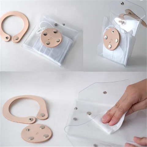 Portable Leather PVC Mask Storage Bag Transparent Dustproof Mask Holder Organizer Pouch Travel Case Pocket