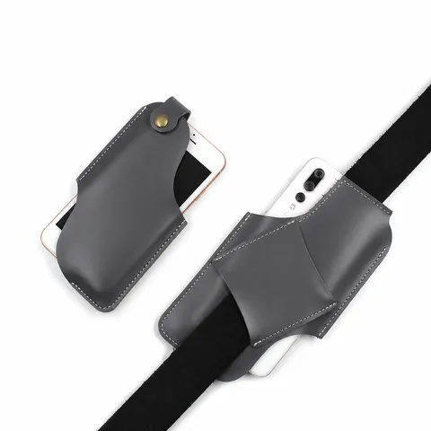 Retro PU Leather Phone Waist Bag Outdoor Portable Phone Pouch With Metal Snap Button And Belt Loop For Men Women