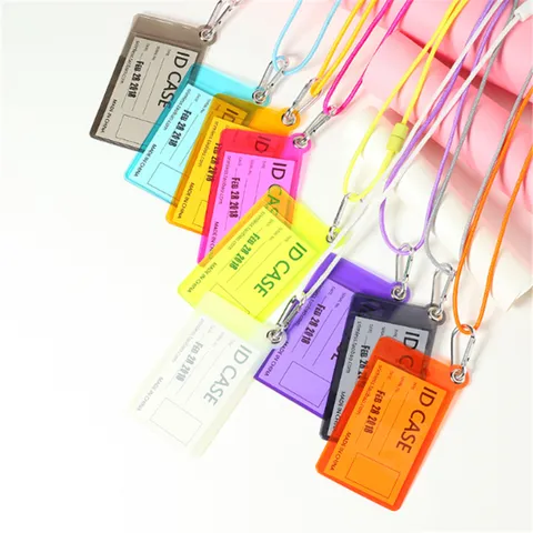 Portatarjetas de PVC Transparente Portatarjetas De Identificación Transparente Con Ranura Para Tarjeta Protector De Tarjeta De Visita Portátil Para Escuela Oficina