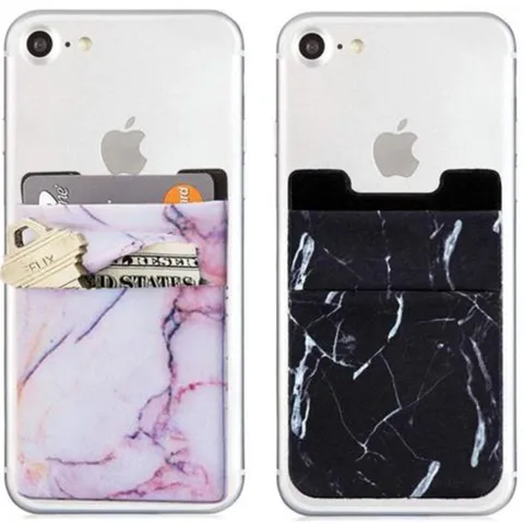 Lycra Spandex Marmer Patroon Mobiele Telefoon Back Sticker Kaarthouder Zelfklevende ID Creditcard Pocket