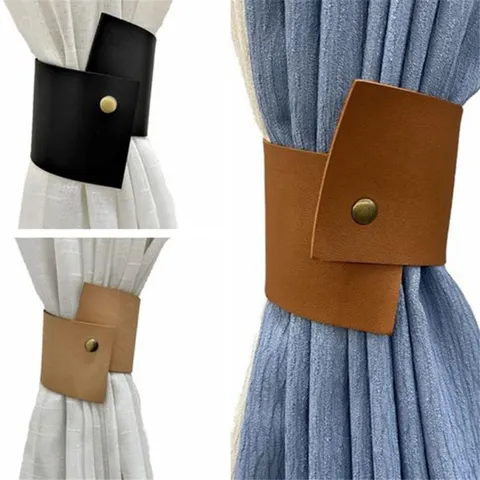 Modern Minimalist Leather Curtain Tieback Solid Color Drapery Holdback Decorative Window Curtain Strap Home Decor