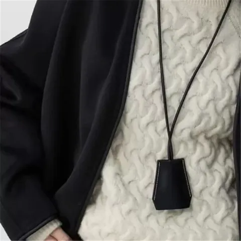 PU Leder Hals Lanyard Schlüsseltasche Minimalistisch Kordelzug Schlüsselring Halter Mode Casual Schlüssel Etui Tasche Für Damen Herren