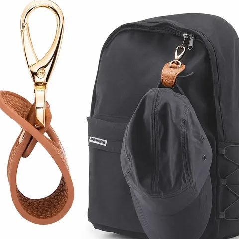 PU Leather Travel Hat Clip For Backpack Purse Handbag Portable Baseball Hat Clip Holder With Metal Snap Hook Travel Accessories