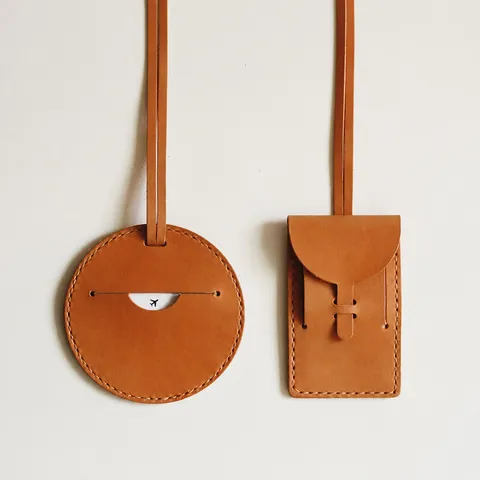 Étiquette de Bagage en Cuir PU Ronde Valise de Voyage Étiquette d'Identification Accessoires de Voyage
