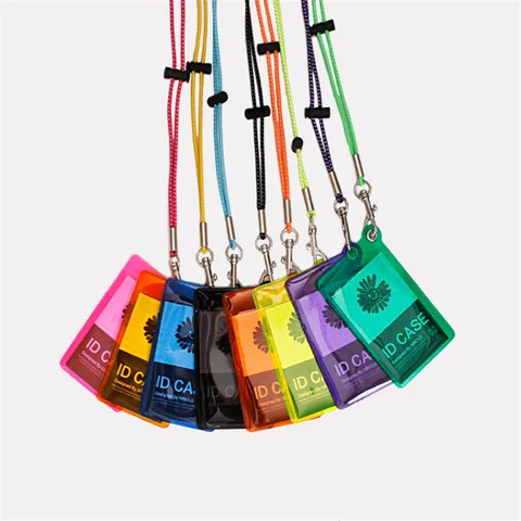 Transparent PVC Card Holder With Lanyard Clear ID Badge Holder Multi Color Name Tag Holder For Office School Exhibition