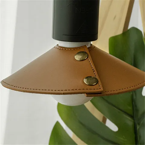 Outdoor Portable Detachable PU Leather Camping Lamp Shade Vintage Pendant Light Protective Cover For Garden Road Light