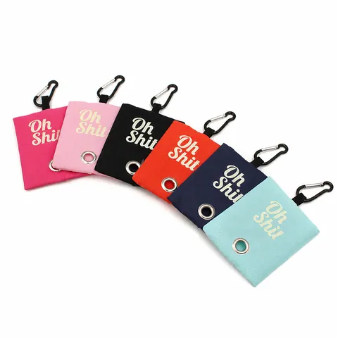 Portable Canvas Dog Waste Bag Holder Portable Pet Poop Bag Dispenser With Metal Carabiner For Outdoor Walking Pets