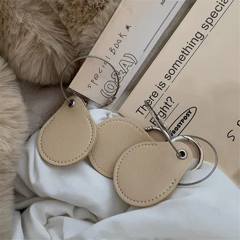 Tarjetero de Cuero en Forma de Gota de Agua Llavero Anillo de Llaves Creativo Colgante de Bolso Minimalista Diario