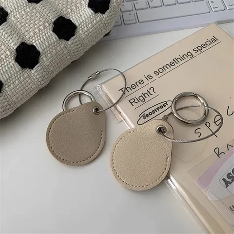 Tarjetero de Cuero en Forma de Gota de Agua Llavero Anillo de Llaves Creativo Colgante de Bolso Minimalista Diario