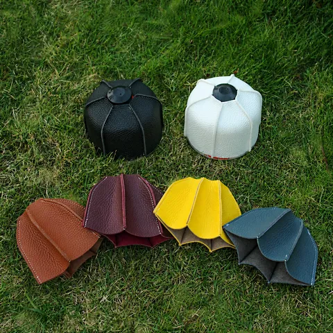 Outdoor Camping Flache Gaskartusche Schutzhülle Leder Brennstoffzylinder Aufbewahrungshülle Gasflasche Protektor