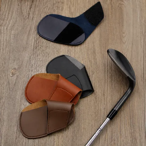 Golf Club Head Cover PU Leather Protective Iron Headcover With Velcro Closure For Golf Sports