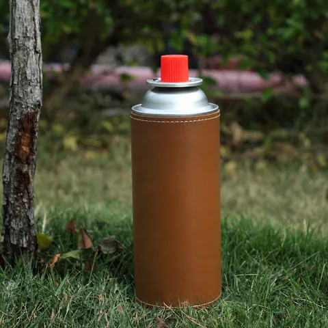 Copertura Protettiva in Pelle per Serbatoio di Gas da Campeggio All'Aperto Custodia PU per Bombola di Gas Portatile Attrezzatura da Campeggio Cucita a Mano