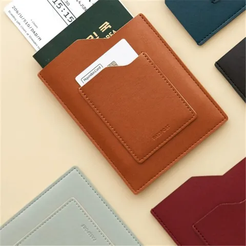 Unisex PU Leather Passport Holder Minimalist Slim Travel Document Organizer Card Case Business Passport Cover Wallet