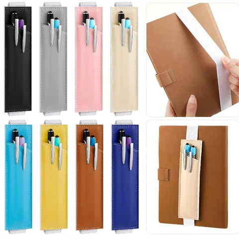 Draagbaar PU-leer Federmäppchen Elastische Band Penhouder Voor A4 Notitieboekje IPad Tablet Kantoor School Kantoorartikelen Opbergtas