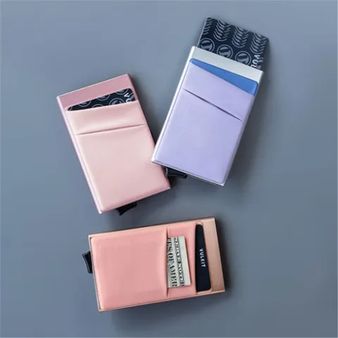 Porte-Cartes Pop-Up en Alliage d'Aluminum Minimaliste Étui de Carte de Crédit d'Affaires en Métal Portefeuille pour Hommes Femmes