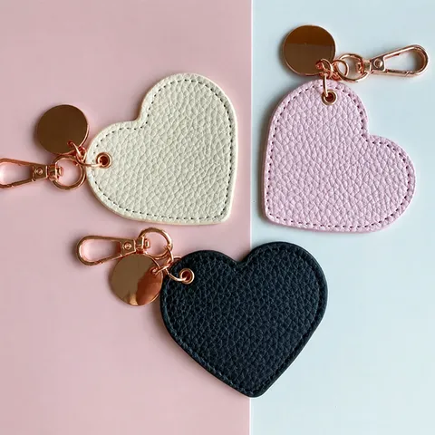 Portachiavi a Cuore in Pelle PU Motivo Litchi Anello in Metallo Simpatico Portachiavi per Auto Ciondolo per Borsa da Donna Regalo Accessori Moda