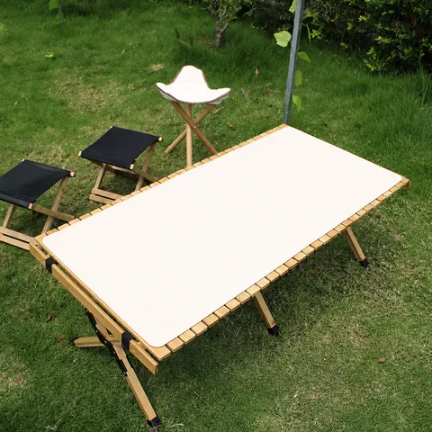 Imperméable Cuir PU Tapis de Pique-nique Enroulable Camping Set de Table Portable Extérieur Tapis de Repas Couleur Unie