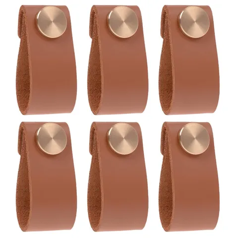 Leather Cabinet Pulls Modern Minimalist Drawer Handles Gold Screws Furniture Hardware For Dresser And Wardrobe