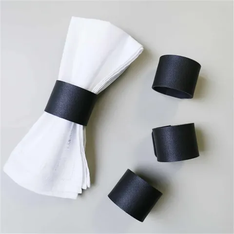 Portatovaglioli in Pelle PU Supporto Decorazione per Tavola Stampata Per Hotel Matrimonio Cena Festa Posate Fibbia per Tovagliolo