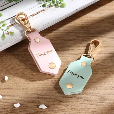 Leather Photo Frame Keychain Portable Double Sided Picture Holder Key Ring Couple Bag Pendant Fashion Accessories