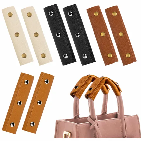 PU Leather Bag Handle Wrap Luggage Handle Protector Cover Replacement Handle with Metal Snaps for Travel Bags Handbags
