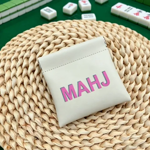 PU Lederen Mahjong Chips Etui Draagbare Mini Kaarthouder Zelfsluitende Opbergtas Voor Munten