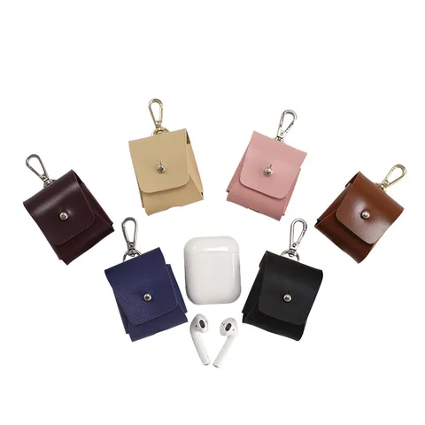 Estuche Protector de Cuero PU para Auriculares Inalámbricos Bolsa de Almacenamiento Portátil con Hebilla Metálica