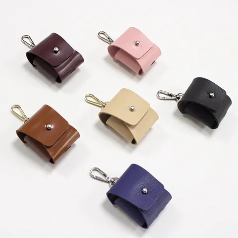 Estuche Protector de Cuero PU para Auriculares Inalámbricos Bolsa de Almacenamiento Portátil con Hebilla Metálica