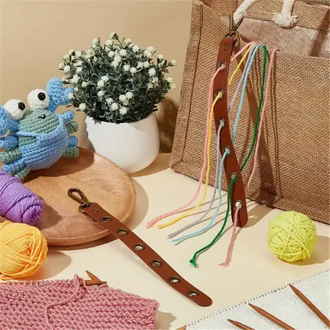 Organisateur de Fil en Cuir Fait Main DIY Créatif Enrouleur de Câble Anti-Emmêlement Support de Sangle Outil de Tricot
