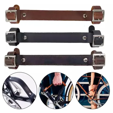 Folding Bicycle Cowhide Handle Strap Portable Leather Carry Handle For Folding Road Bike Cycling Accessories