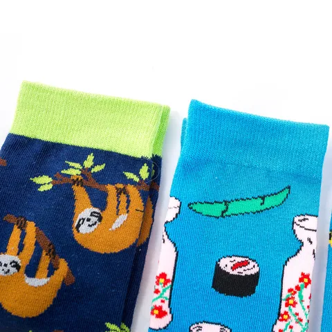 Unisex Fashion Crew Socks Cute Cartoon Animal Food Printed Cotton Casual Winter Socks For Men Women