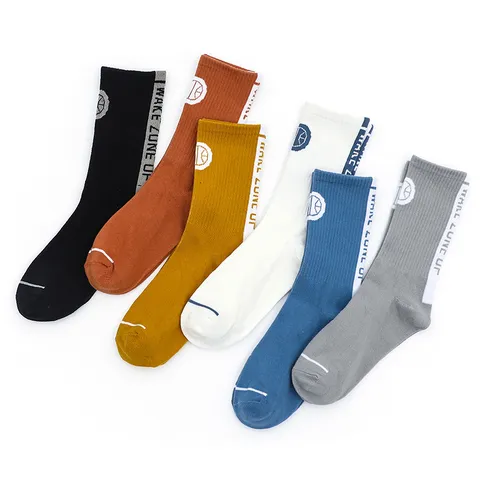 Unisex Crew Socks Autumn Winter Casual Cotton Blend Novelty Streetwear Fashion Letter Pattern Mid Calf Socks