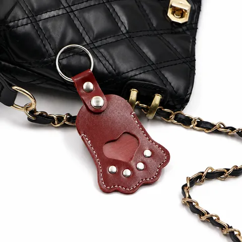 Cute Cat Paw Leather Pet Hair Storage Bag Keychain Portable Memorial Bag Heart Window Key Ring