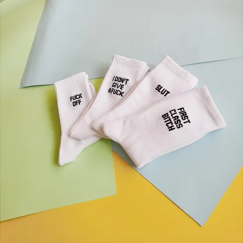 Unisex Cotton Crew Socks Letter Embroidered Casual Hosiery Comfortable Breathable Daily Footwear Accessories