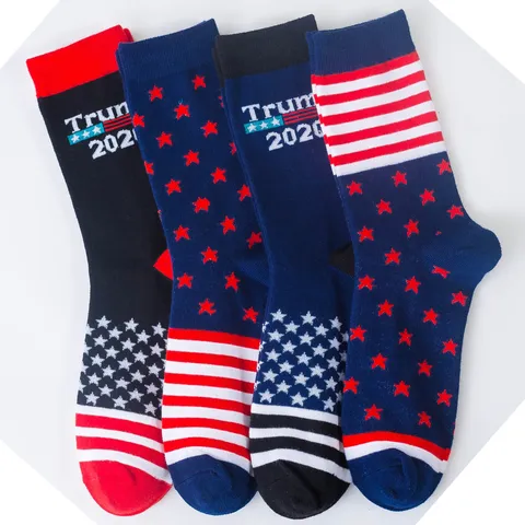Unisex Crew Socks American Flag Star Pattern Breathable Cotton Blend Casual Fashion Mid-Tube Socks