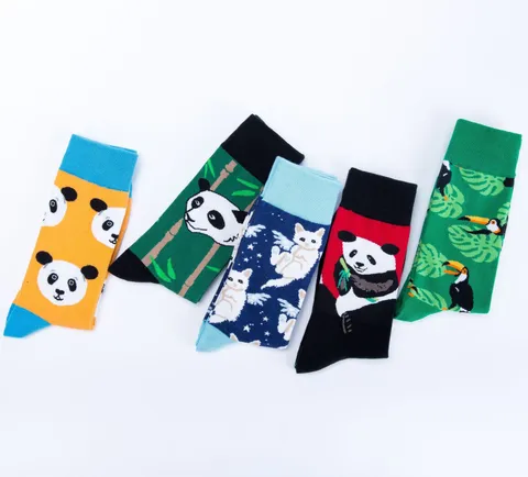 Unisex Casual Cotton Crew Socks Cute Cartoon Animal Panda Floral Print Comfortable Mid Tube Socks For Adults