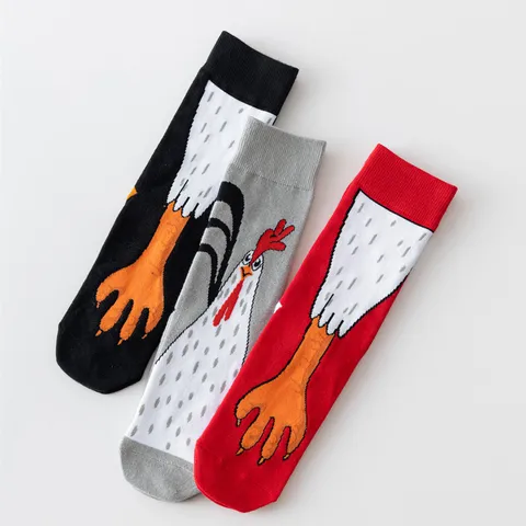 Funny Animal Chicken Feet Crew Socks Cute Novelty Casual Cotton Blend Mid Calf Socks For Women Men Fashion Socks Gift