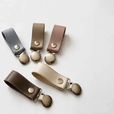 PU Leather Stroller Blanket Clips Stainless Steel Duckbill Clips Anti-Slip Baby Stroller Accessories Holder