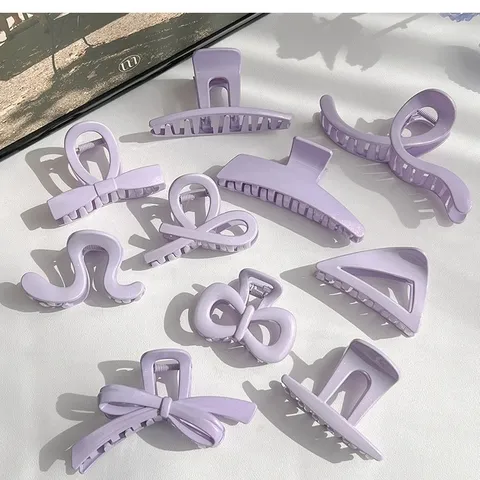 Pince à Cheveux Violette Irisée Grand Nœud Pince Araignée Géométrique Vernis au Four Accessoire Cheveux en Plastique pour Femme