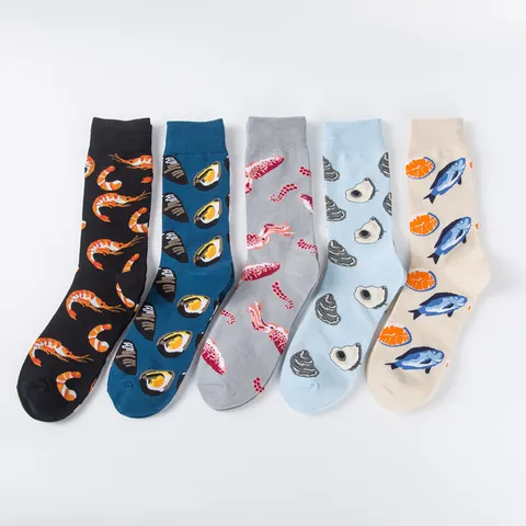 Unisex Fashion Casual Crew Socks Novelty Seafood Cartoon Printed Cotton Socks Για Άνδρες Και Γυναίκες Καθημερινή Χρήση