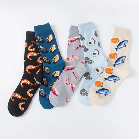 Unisex Fashion Casual Crew Socks Novelty Seafood Cartoon Printed Cotton Socks Για Άνδρες Και Γυναίκες Καθημερινή Χρήση