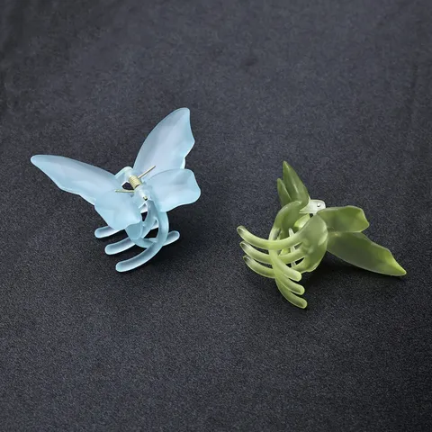 Pinza de Pelo de Mariposa Acrílica Color Sólido Pinza Mate Esmerilada Elegantes Accesorios para el Cabello para Mujeres y Niñas
