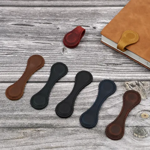 Vintage Crazy Horse Leather Magnetic Bookmark Handmade Genuine Leather Page Marker Magnet Book Clip