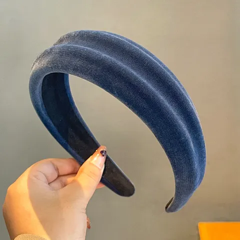 Diadema Ancha de Terciopelo Corona Alta Antideslizante Chic Color Sólido Banda de Cabello Para Mujeres Accesorios de Cabello
