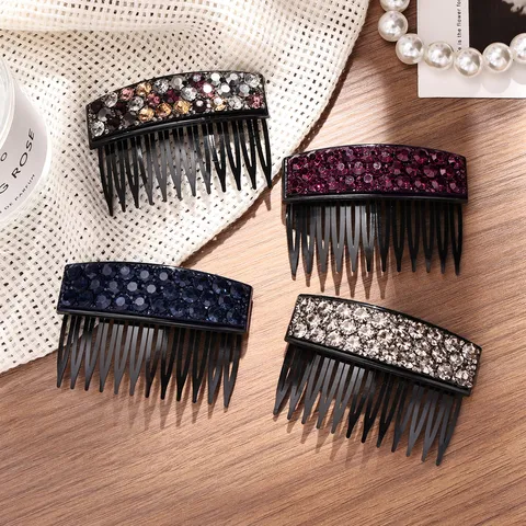 Peine de Inserción para Cabello con Estrass para Mujer Pinza de Cristal Brillante para Flequillo Lateral Horquilla Antideslizante Accesorios de Moda