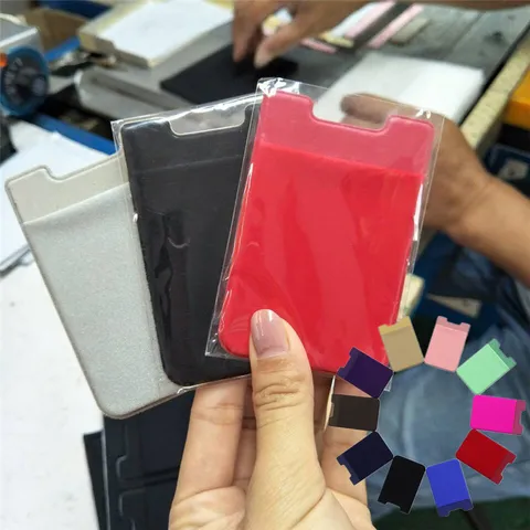 Portacarte per Telefono in Tessuto Lycra Tasca per Portafoglio Adesiva Elastica per Smartphone ID Carta di Credito Accessori Minimalisti