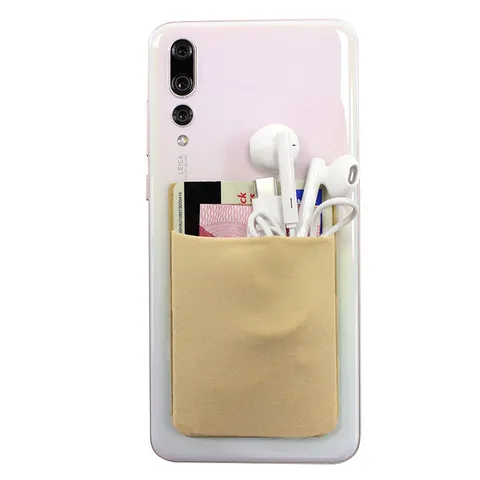 Portacarte per Telefono in Tessuto Lycra Tasca per Portafoglio Adesiva Elastica per Smartphone ID Carta di Credito Accessori Minimalisti
