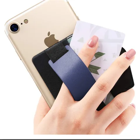 Universele Lycra Stof Leer Telefoon Kaarthouder Zelfklevende Sticker Mobiele Telefoon Portemonnee Standaard Zak Accessoire